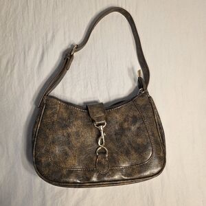 Brown Distressed Faux Leather Shoulder Bag